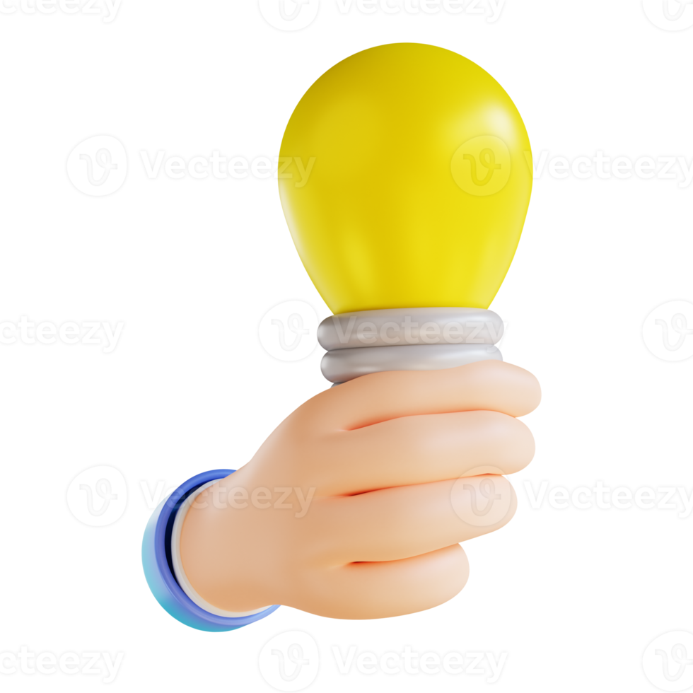 3D illustration hand and get idea off png