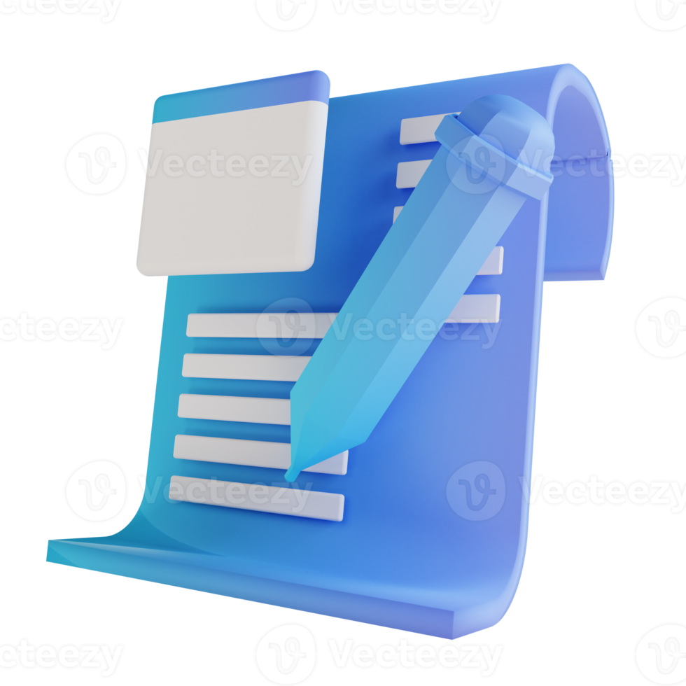 3D illustration write documents png
