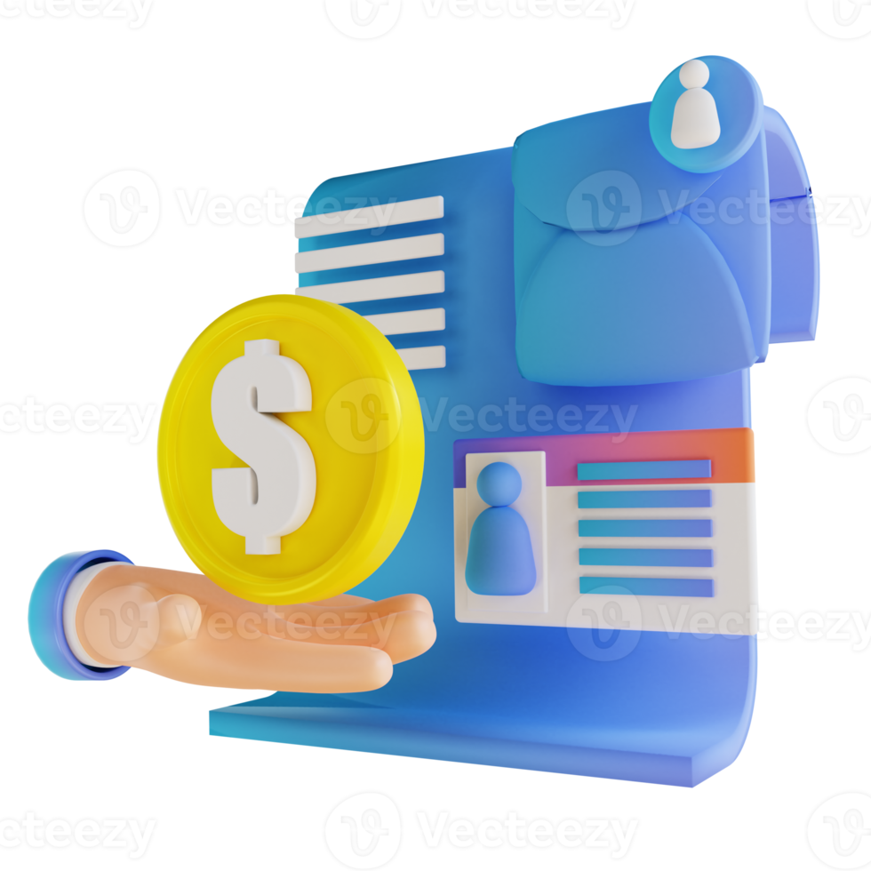 3D illustration hand and give salary png