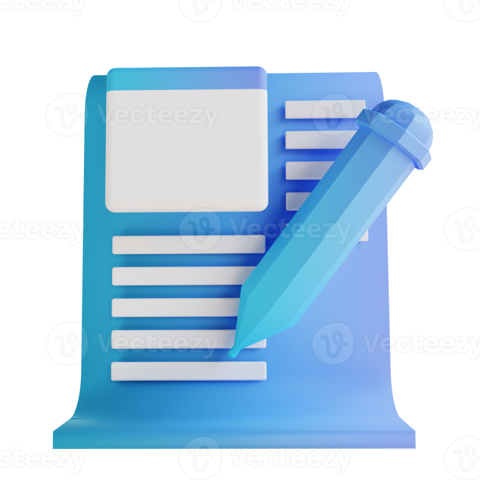 3D illustration write documents png