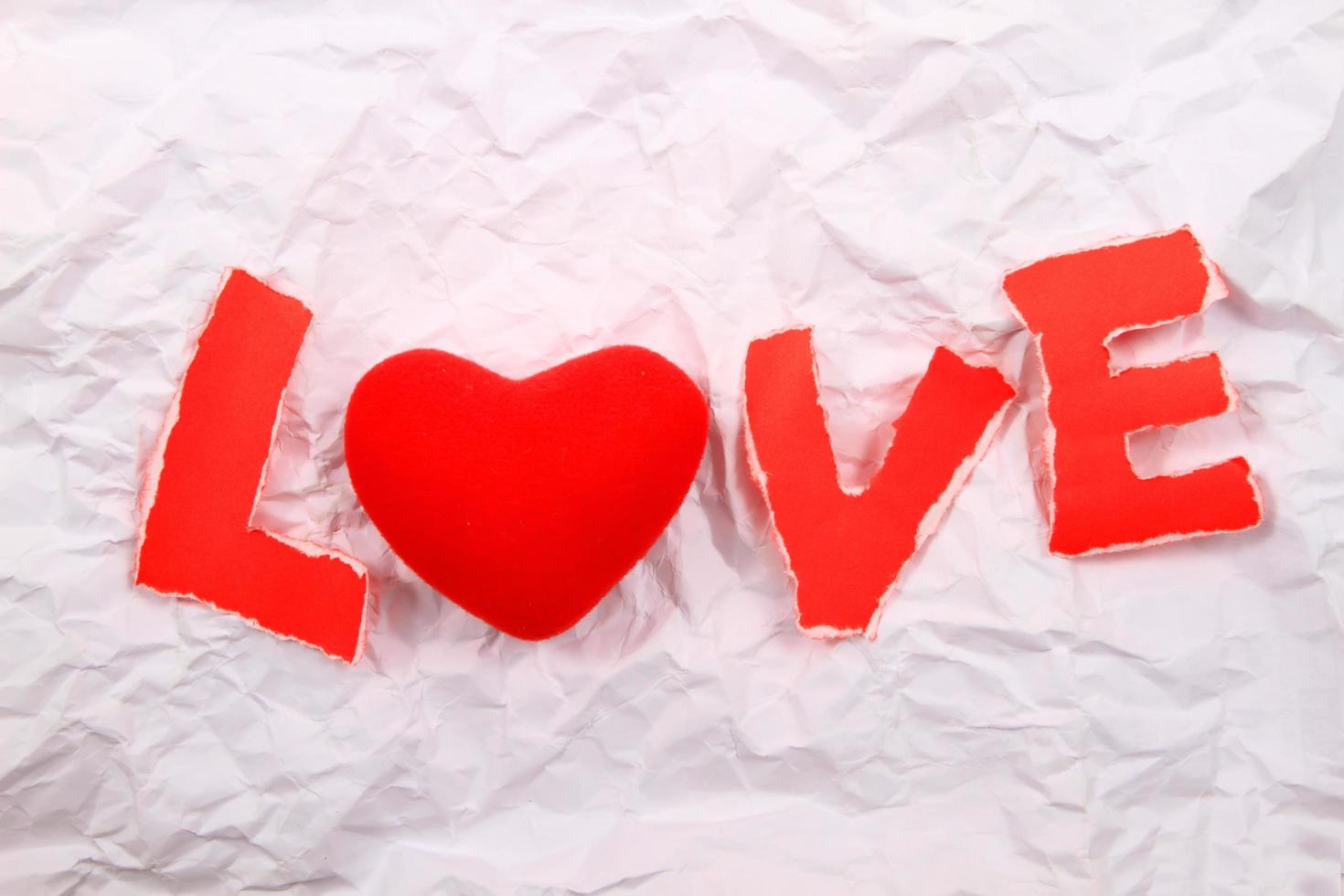 Love text   red  on a white background. photo