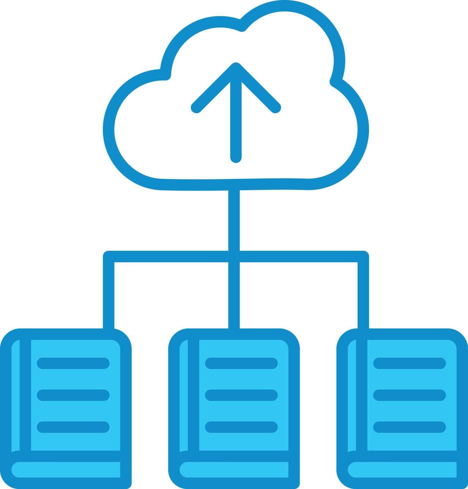 Cloud Library Line Filled Blue vector