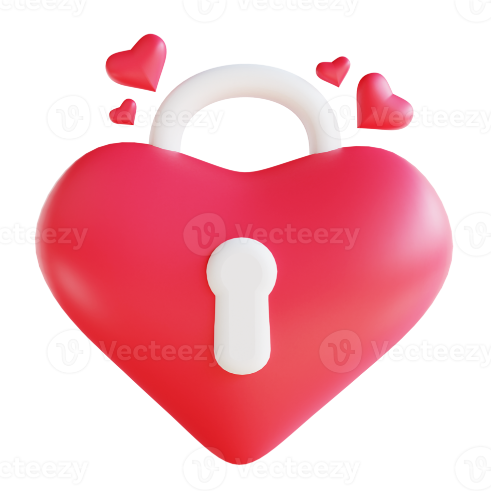 3D illustration love lock suitable for valentine's day png