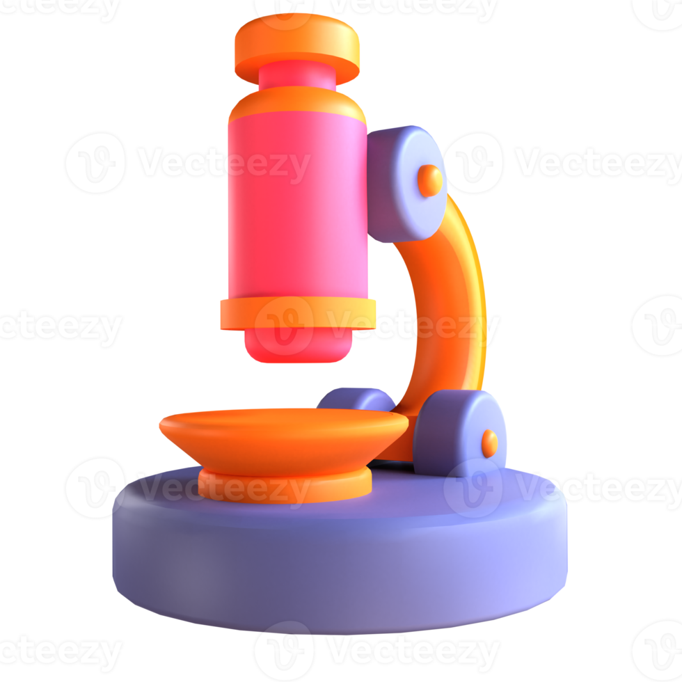 3d pictogram microscoop potlood liniaal voor onderwijs png