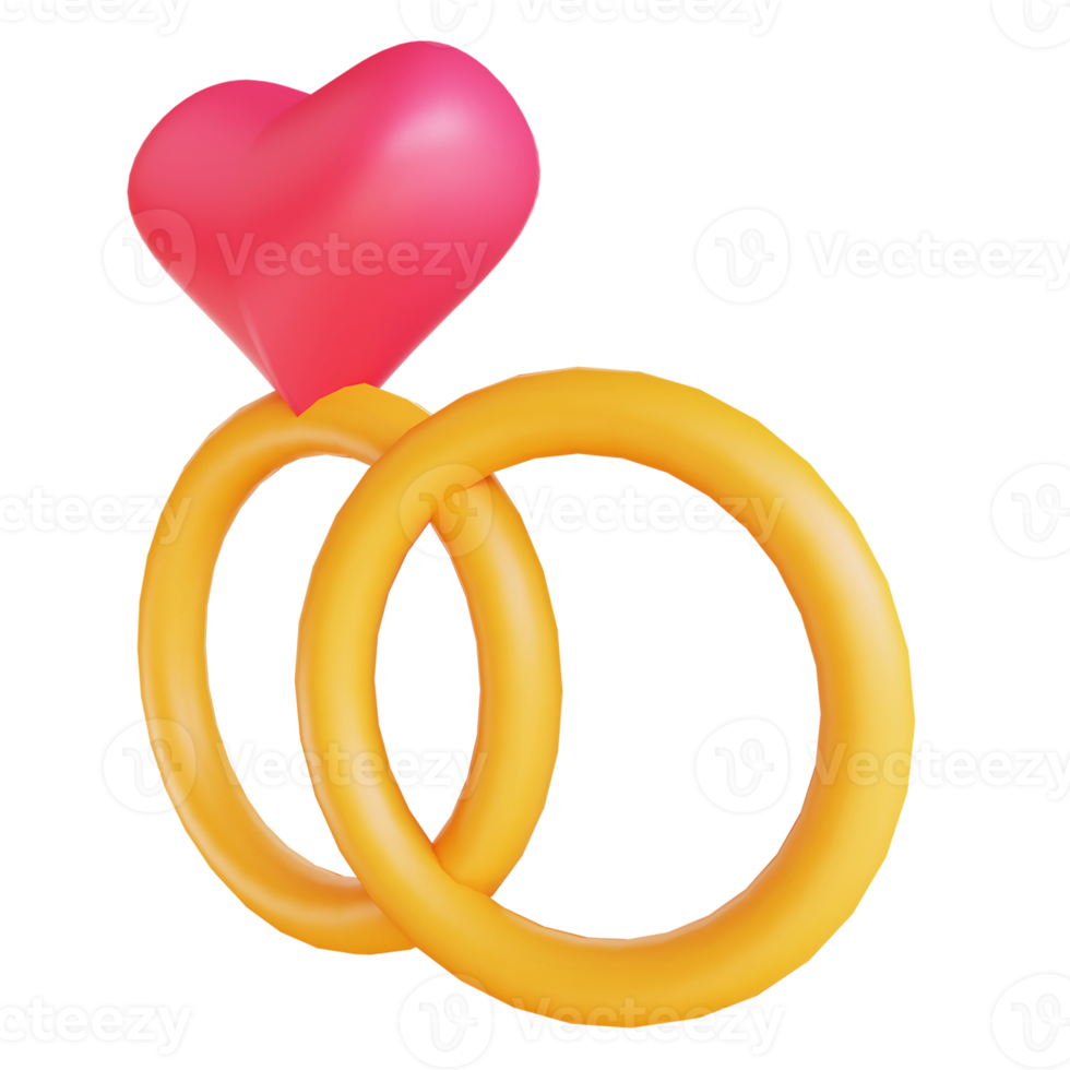 3D illustration ring and love icon suitable for valentine's day png