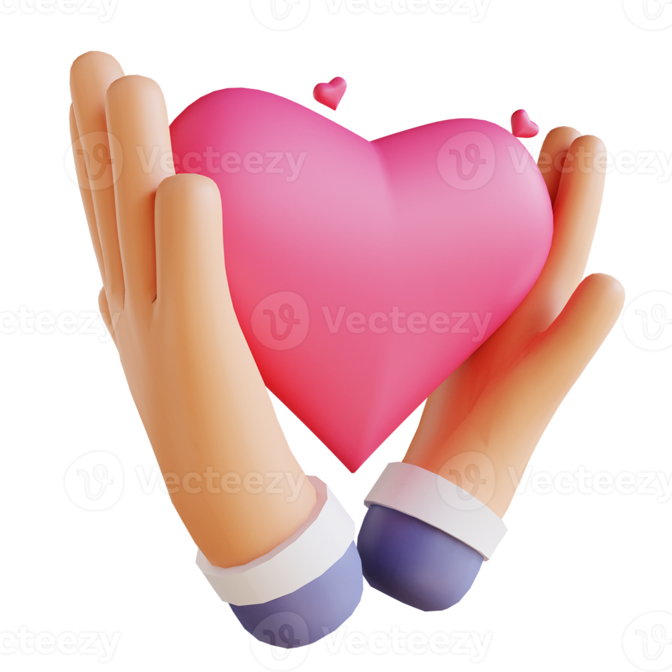 3D illustration love and hands suitable for valentine's day png