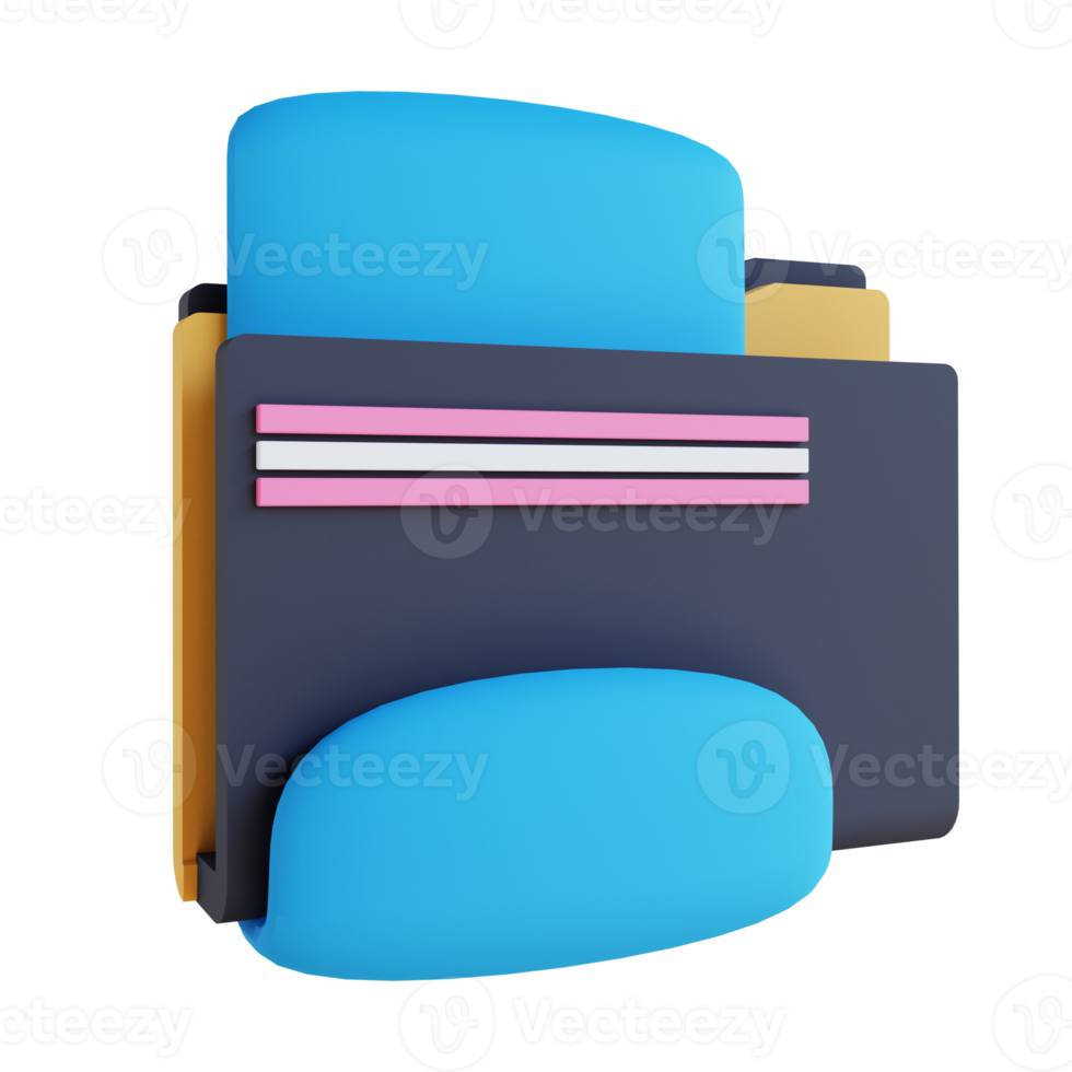 3D illustration documents and folders png