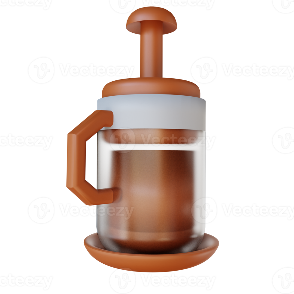 3D illustration French press coffee png