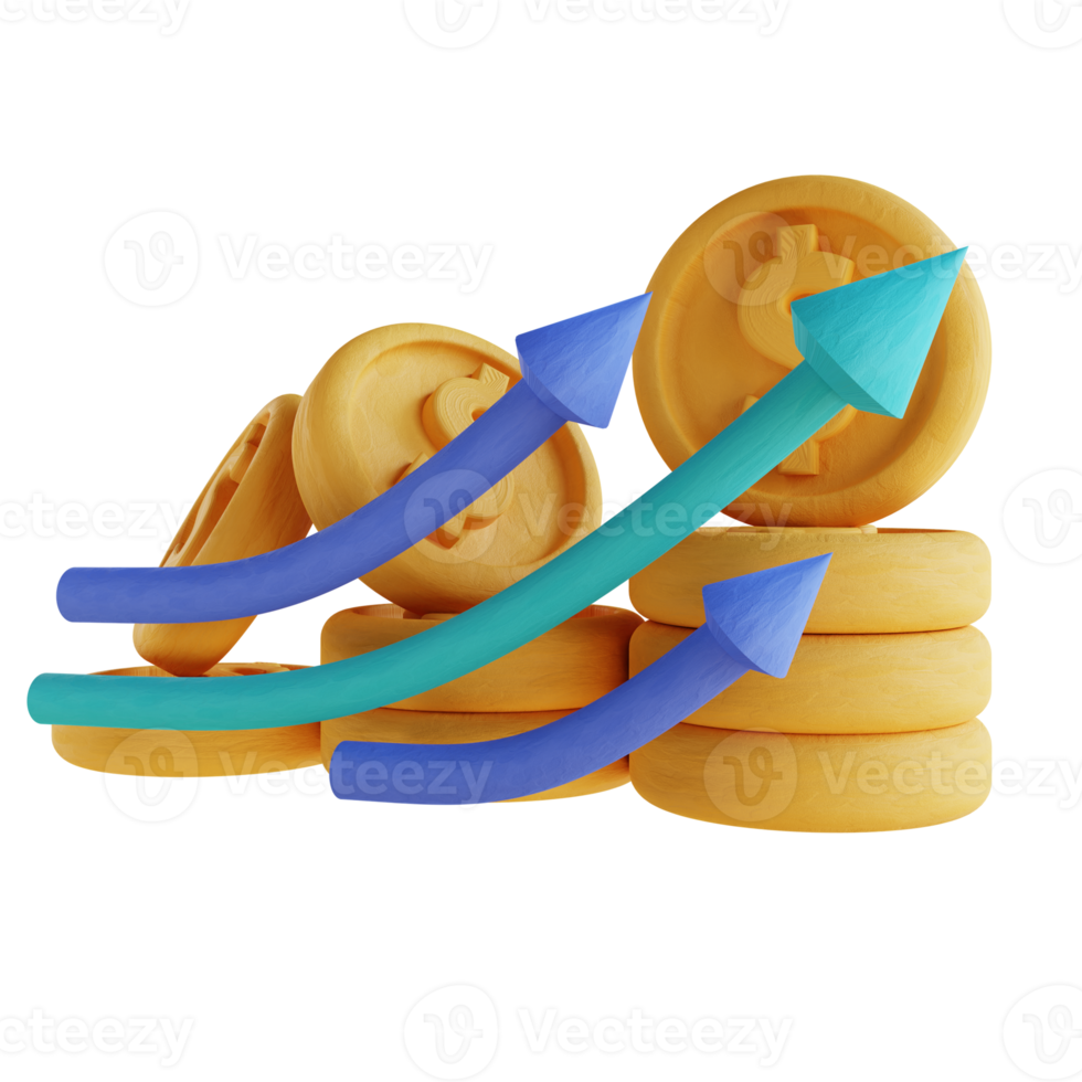 3D illustration money graph up png