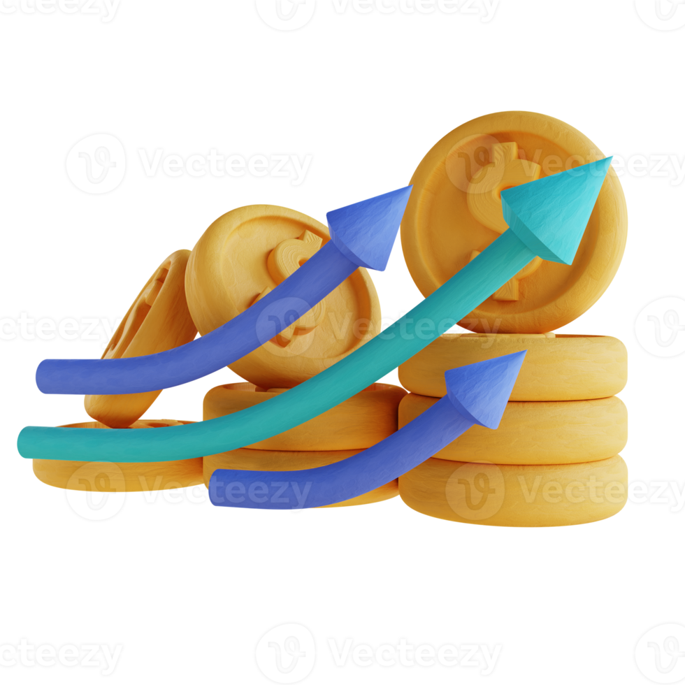 gráfico de dinheiro de ilustração 3D para cima png