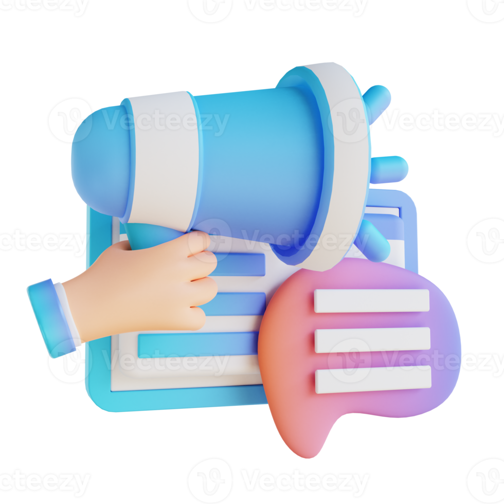 3D illustration hand and chat promotion png