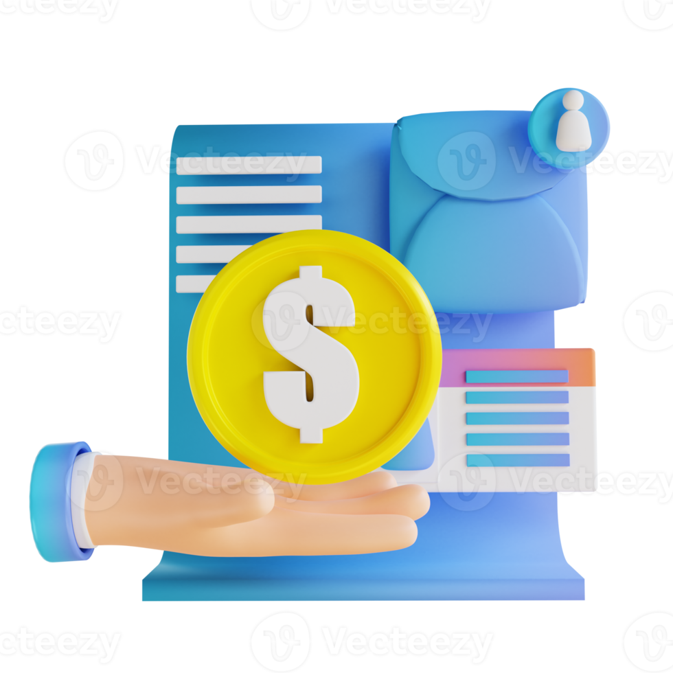 3D illustration hand and give salary png