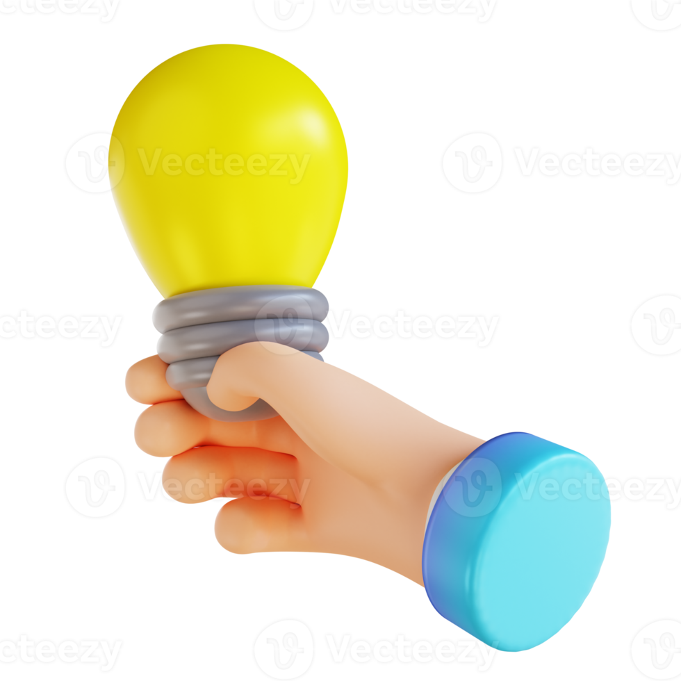3D illustration hand and get idea off png