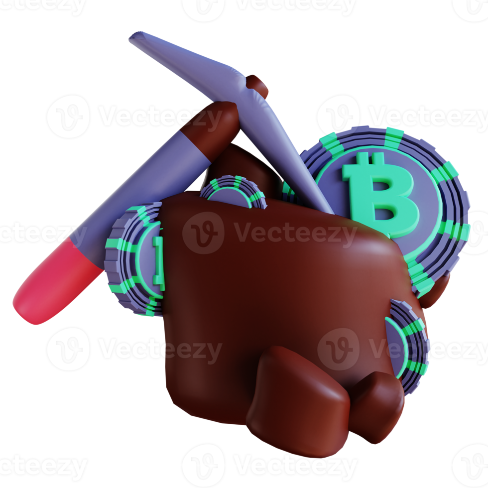 3D-illustration bitcoin mining 4 lämplig för kryptovaluta png