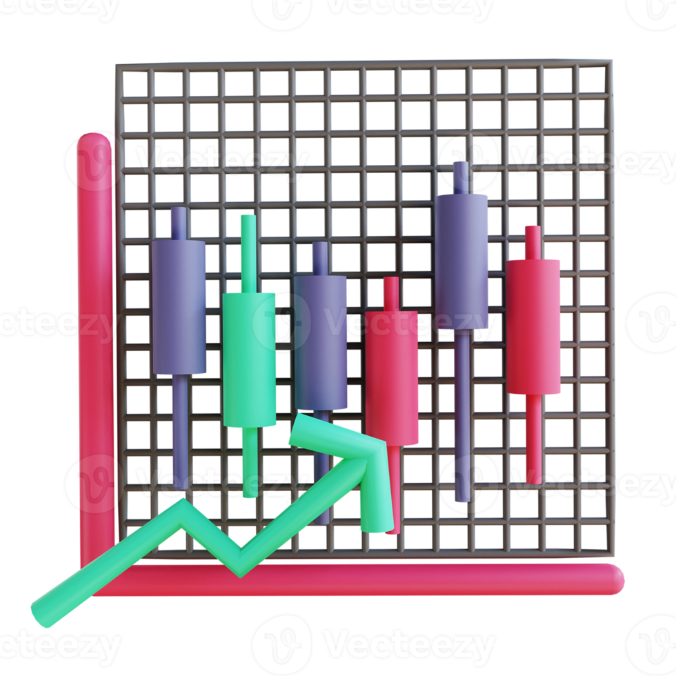 3D illustration Candle stick rising 3 suitable for cryptocurrency png