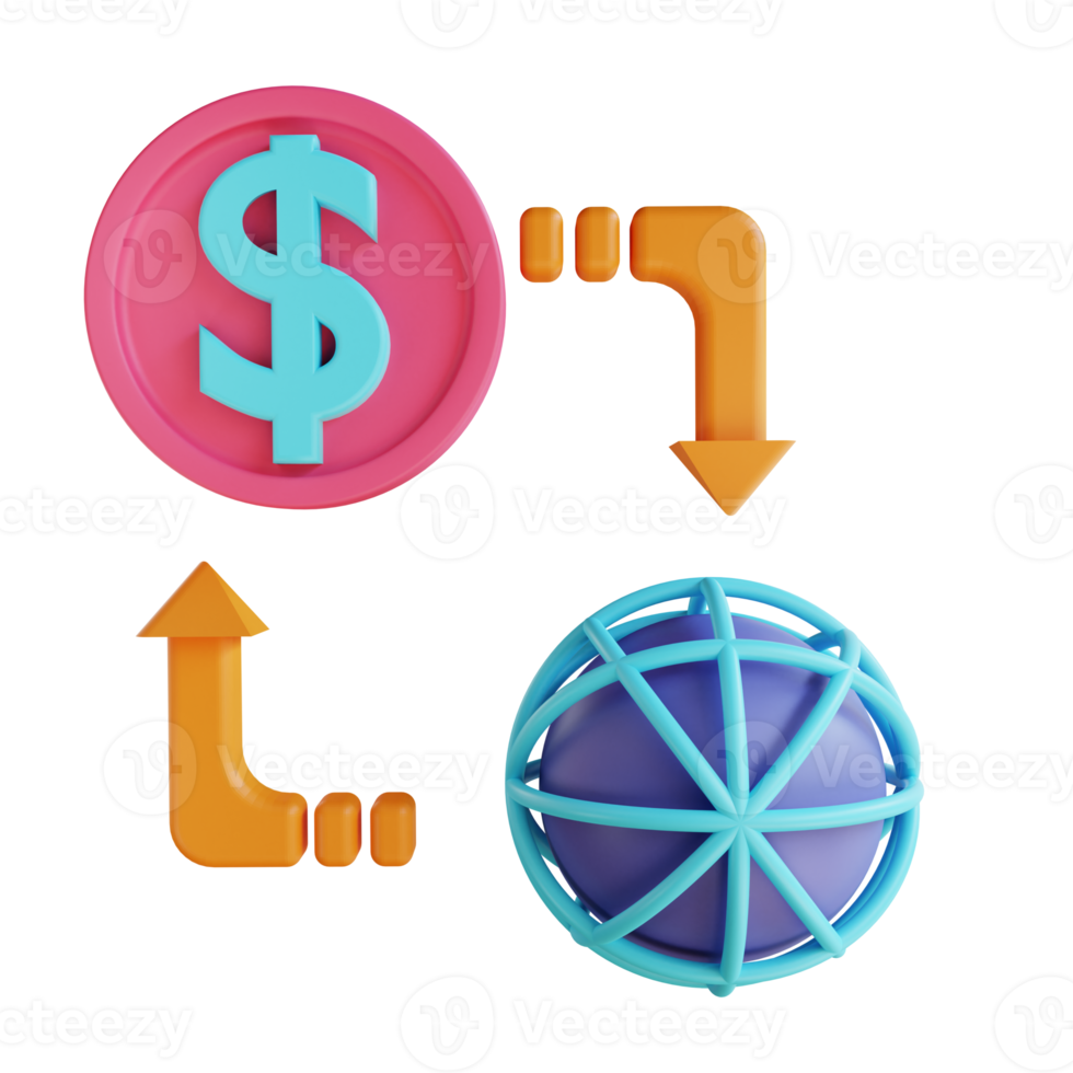 3D illustration money flow suitable for business and finance png