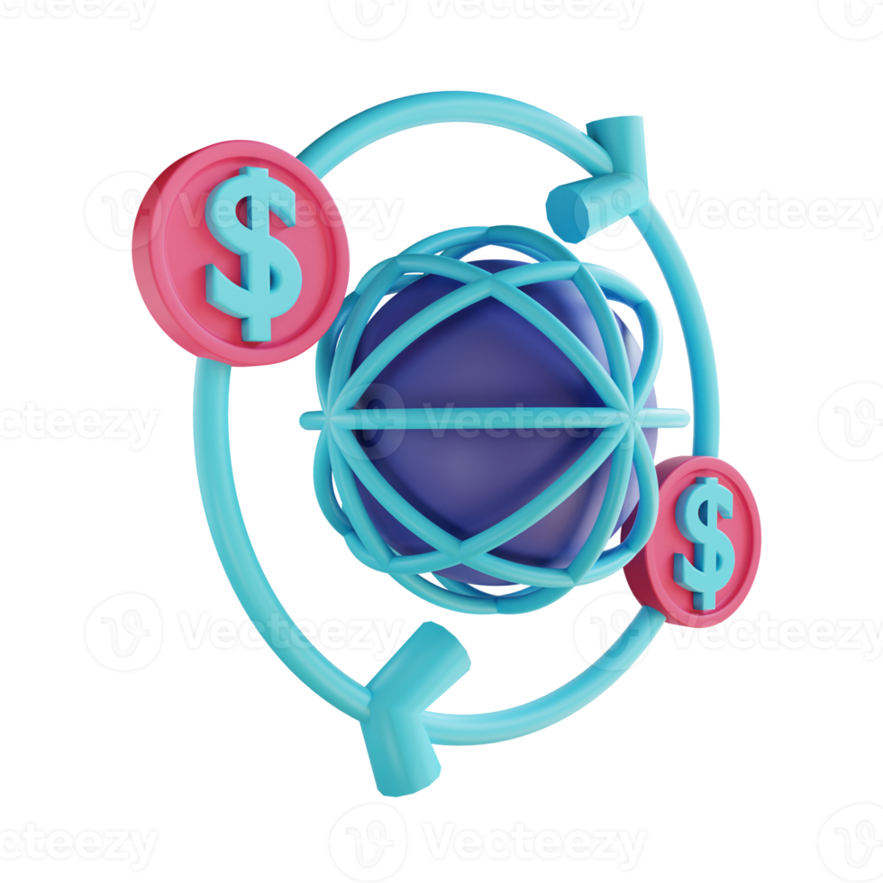 Finanças internacionais de ilustração 3D adequadas para negócios e finanças png