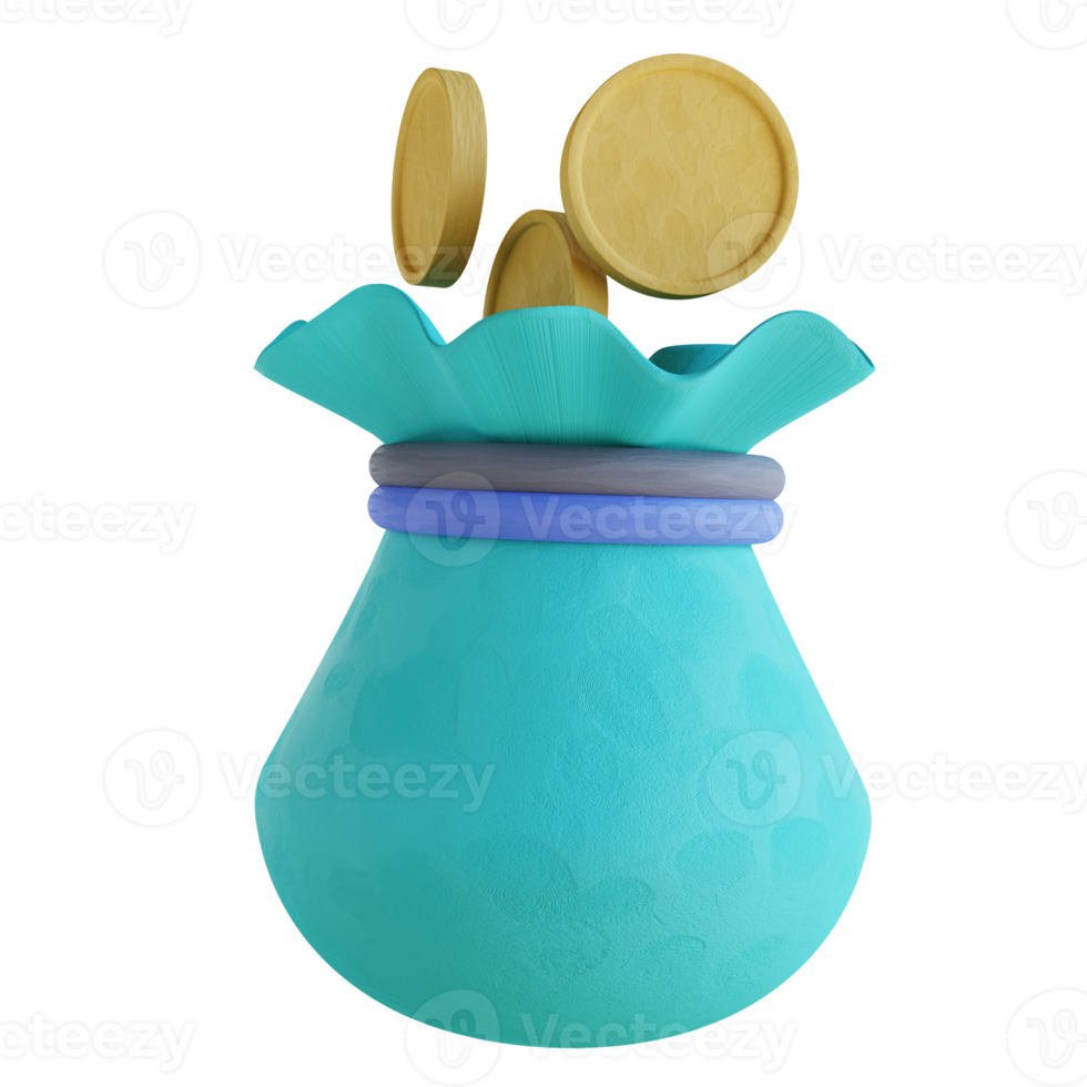 3D illustration coin pouch png