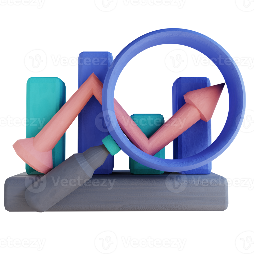 3D illustration data analysis up candle chart png