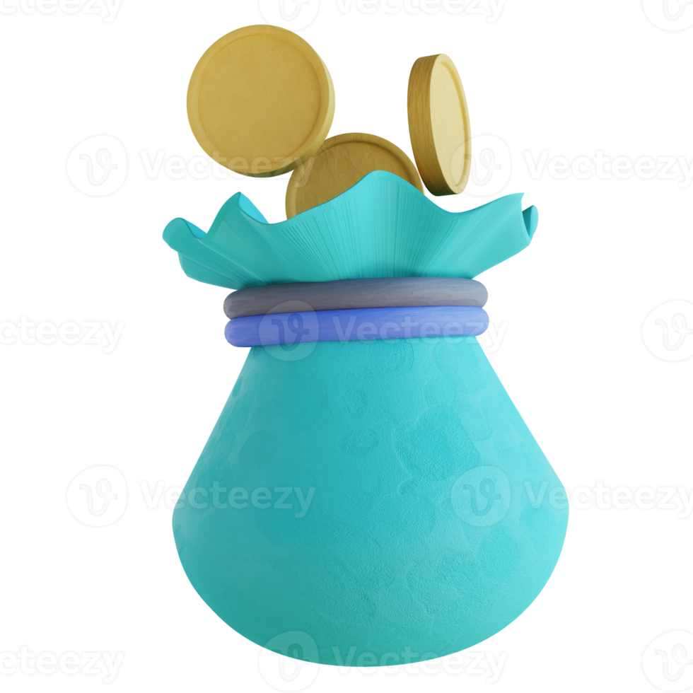 3D illustration coin pouch png