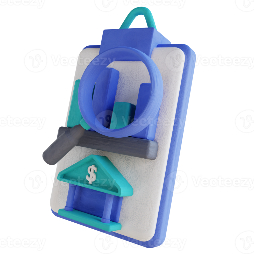 3D-illustration förstoringsglas och bankdataanalys png
