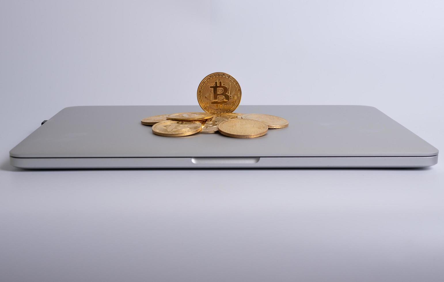 Bitcoin-Cash Digital cryptocurrency on notebook photo