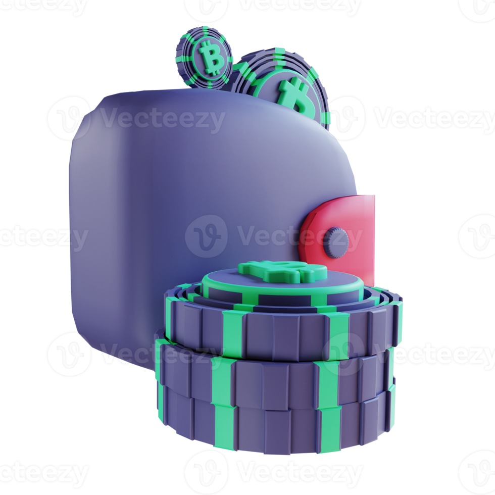 illustrazione 3d portafoglio bitcoin 4 adatto per criptovaluta png