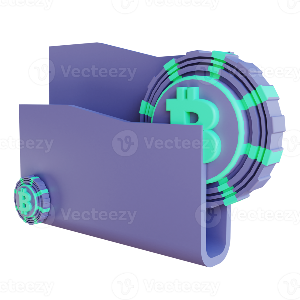 illustrazione 3d Cartella bitcoin adatta per criptovaluta png