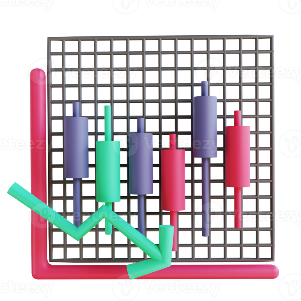 3D illustration Candle stick down 3 suitable for cryptocurrency png