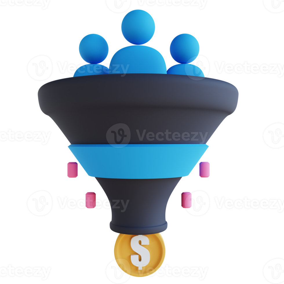 3D illustration sales funnel png