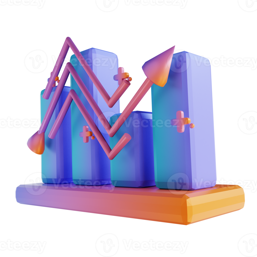 3D illustration colorful data graph up png