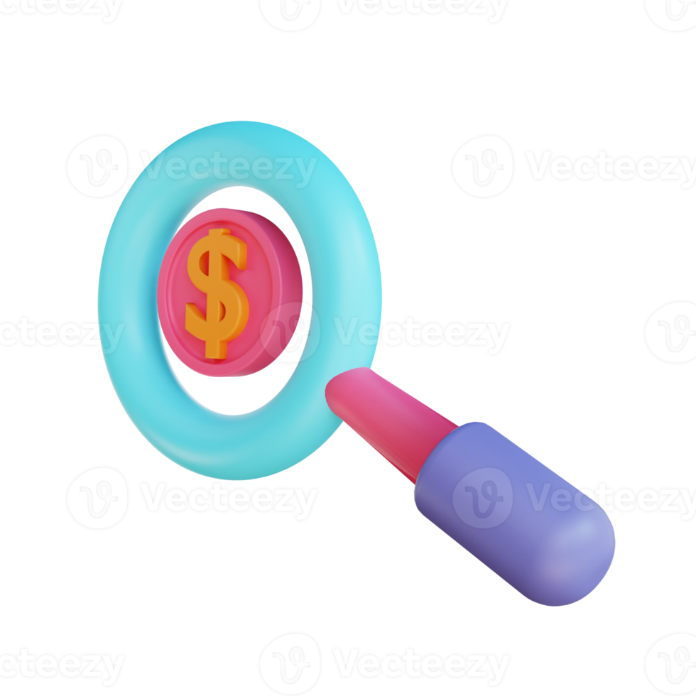 3D illustration search funding suitable for business and finance png