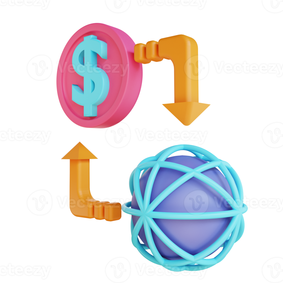 3D illustration money flow suitable for business and finance png