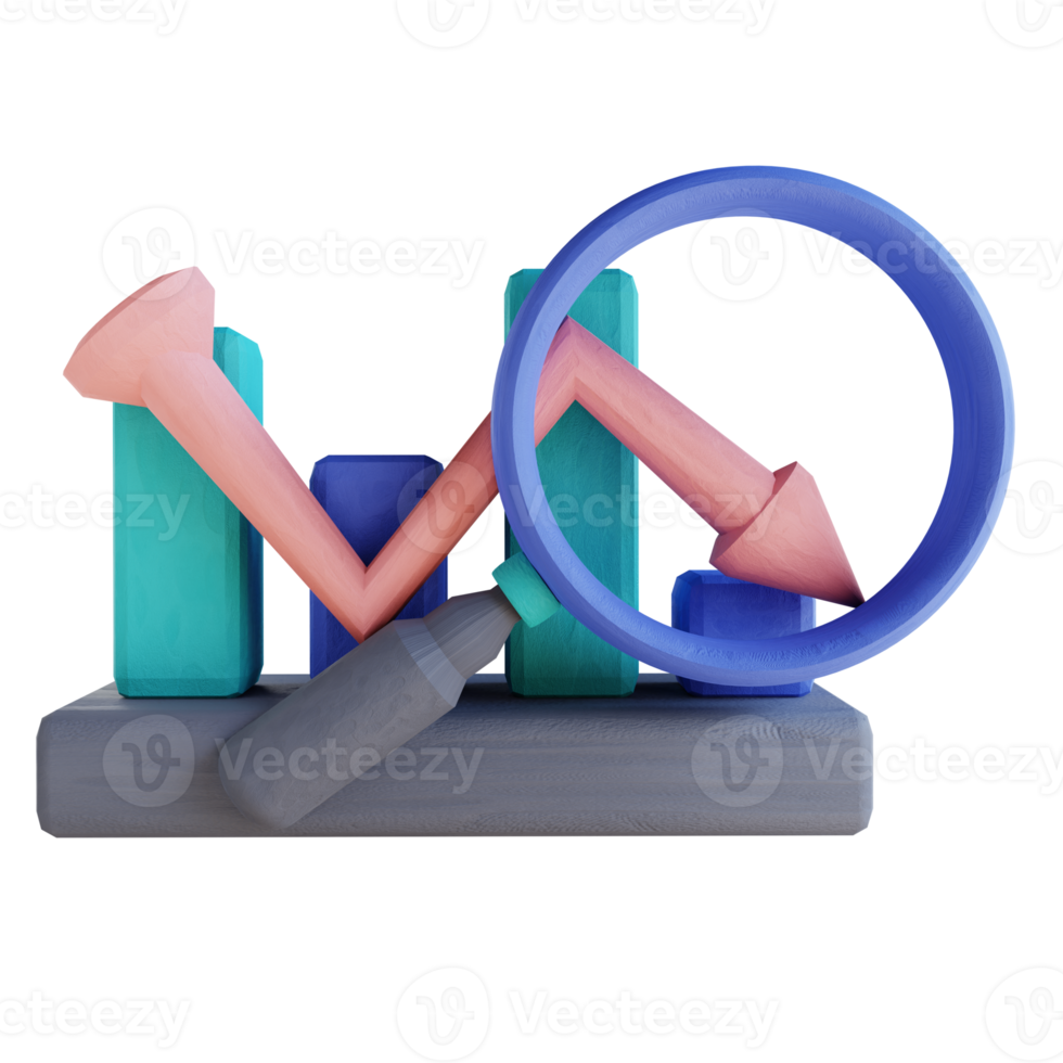 illustrazione 3d analisi dei dati grafico a candela discendente png