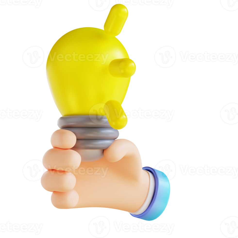 3D illustration hand and get idea on png
