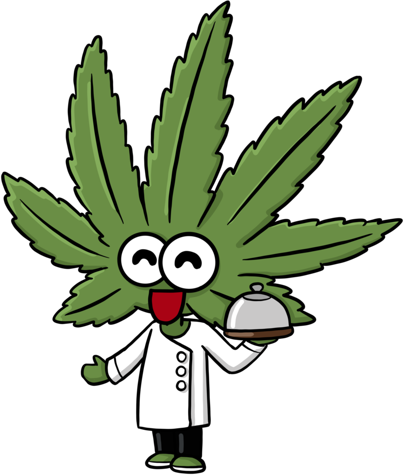 Cute cartoon cannabis marijuana character chef png