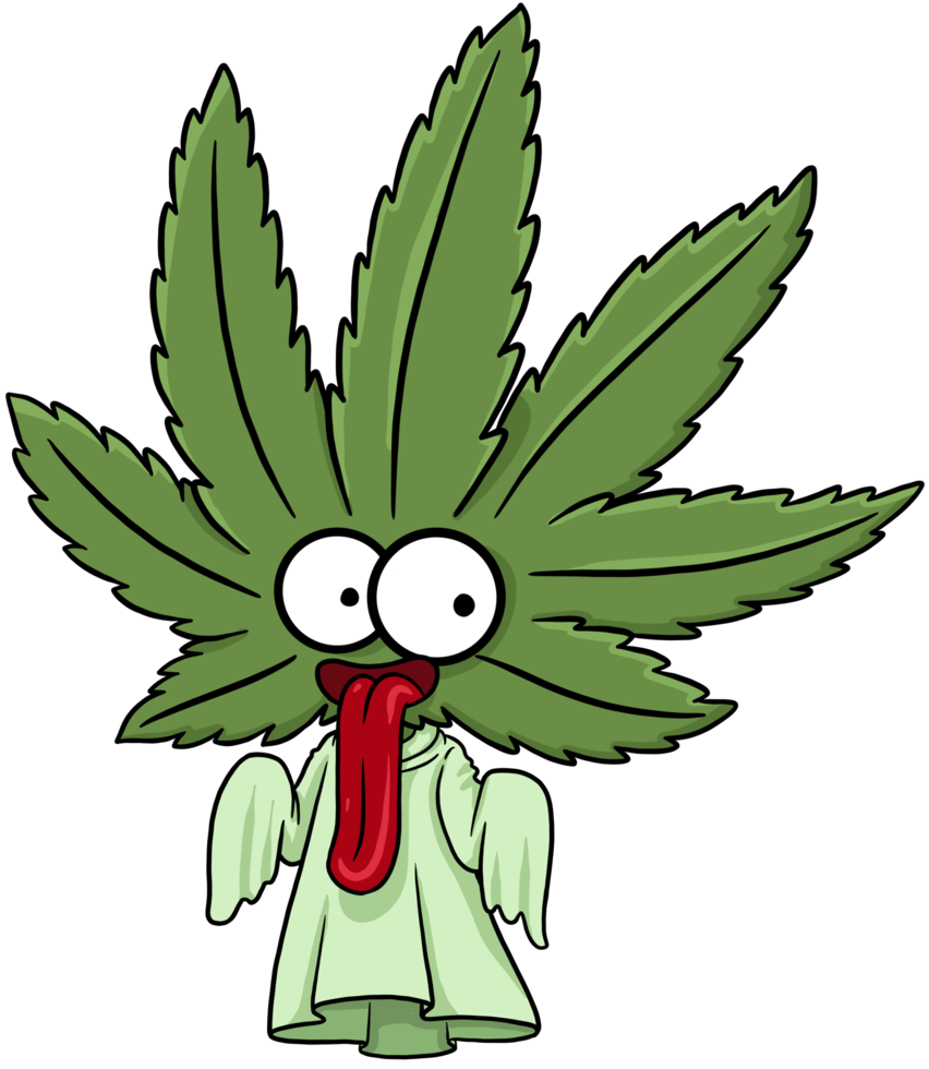 Cute cannabis and marijuana halloween character ghost png