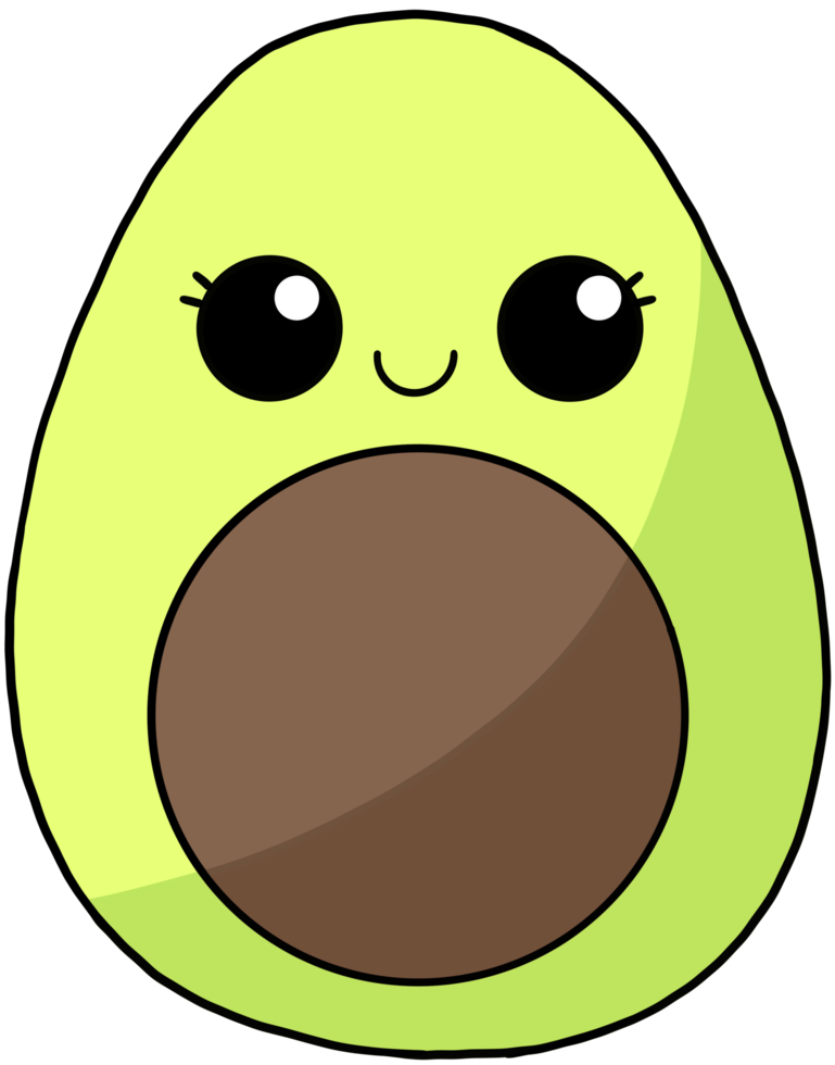 aguacate de carácter colorido de fruta de dibujos animados lindo y sonriente png