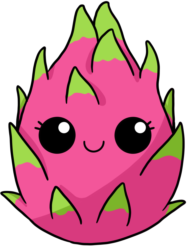 schattig en glimlach cartoon fruit kleurrijk karakter dragon fruit png