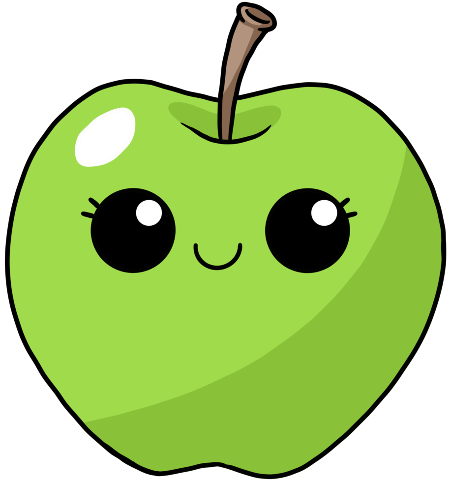 Free linda y sonriente fruta de dibujos animados personaje colorido manzana  verde 9584953 PNG with Transparent Background