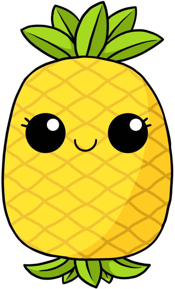 carino e sorriso cartone animato frutta carattere colorato ananas png