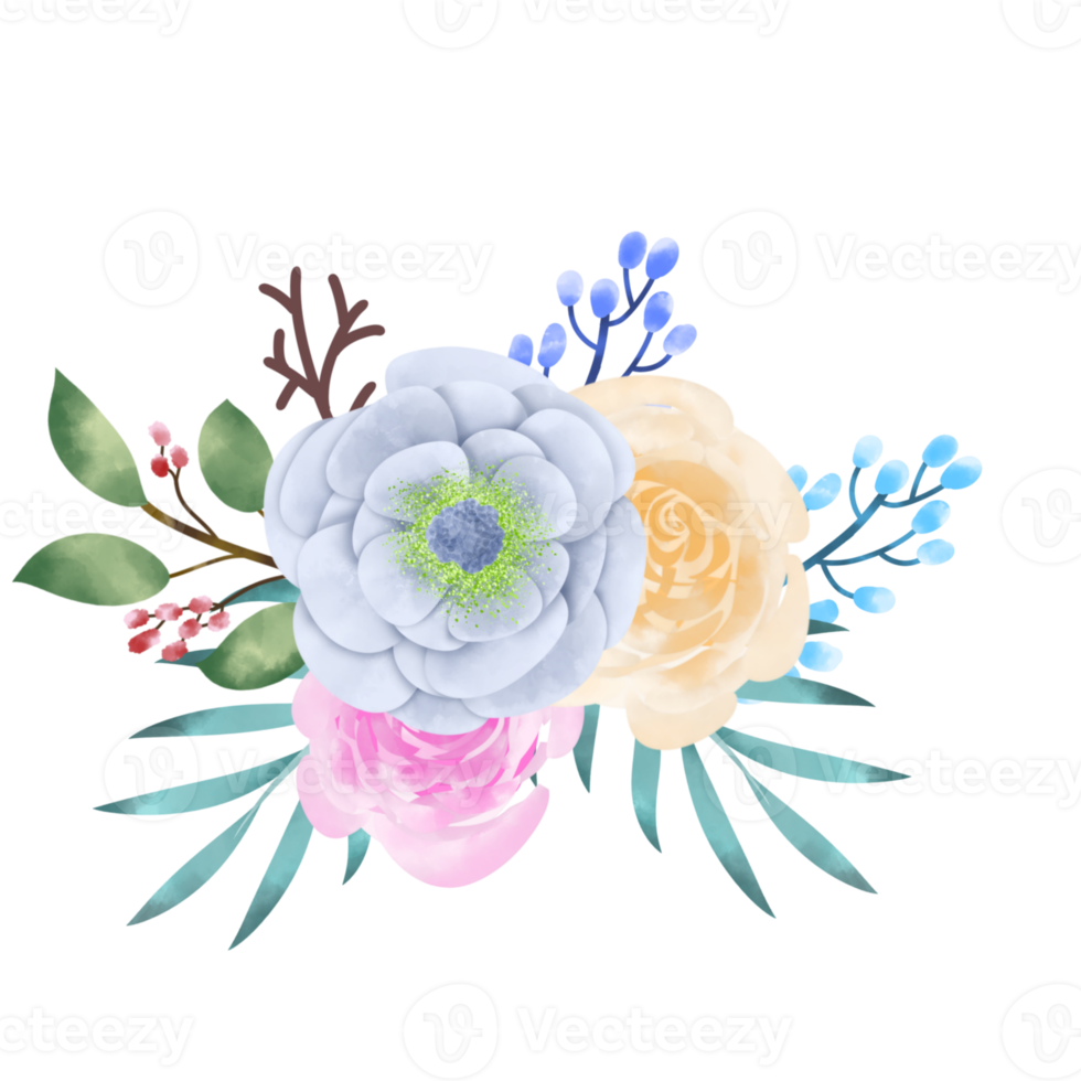 bouquet de fleurs aquarelle png