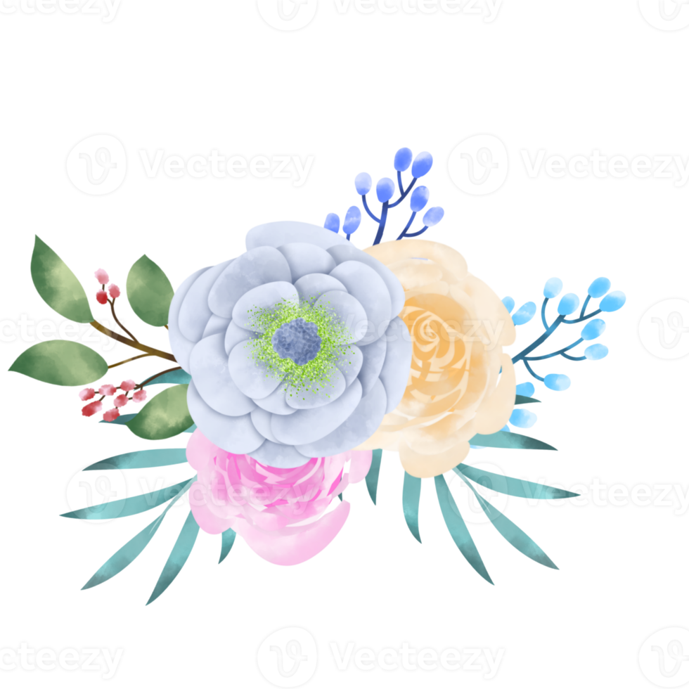 acquerello di bouquet di fiori png