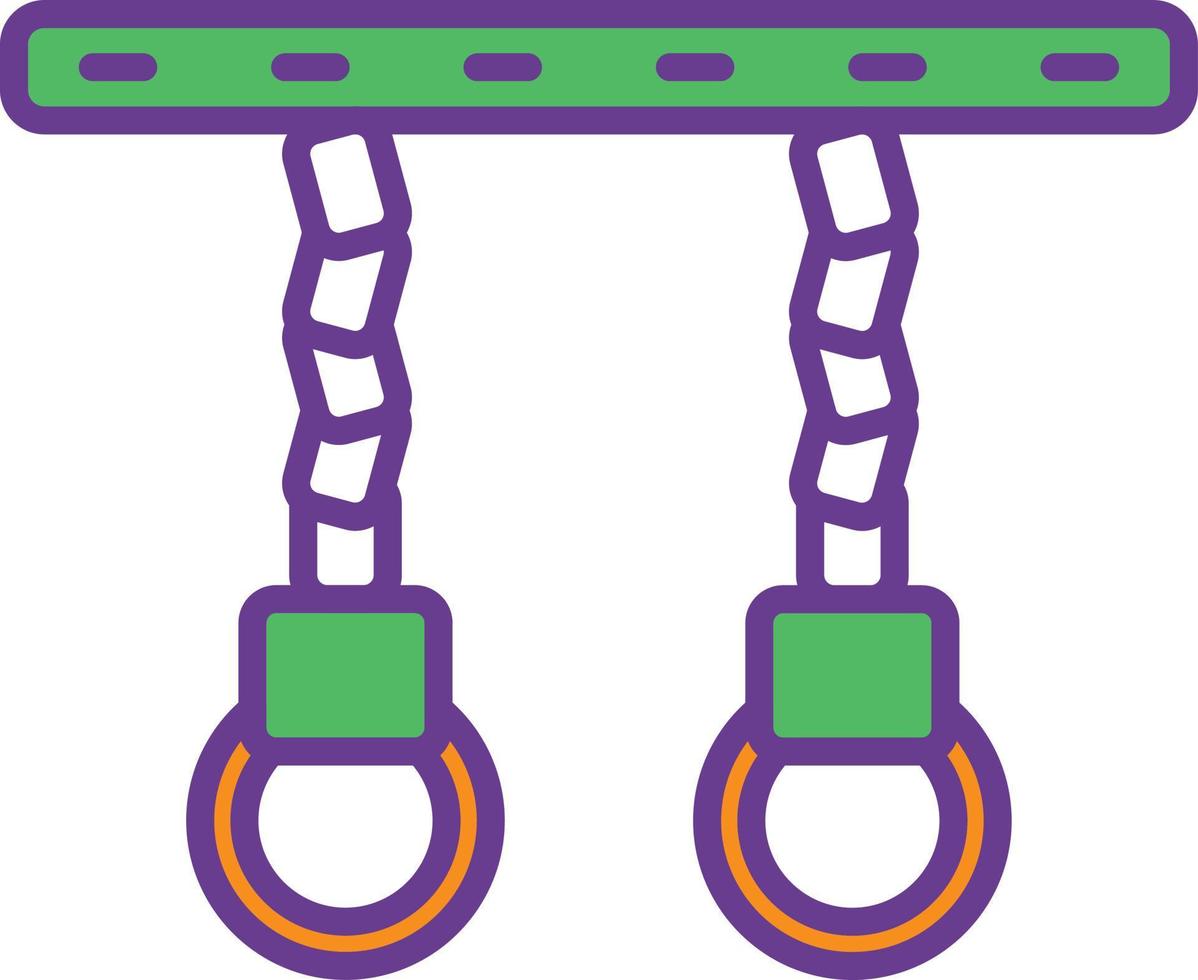 Gym Rings Line Filled Two Color vector