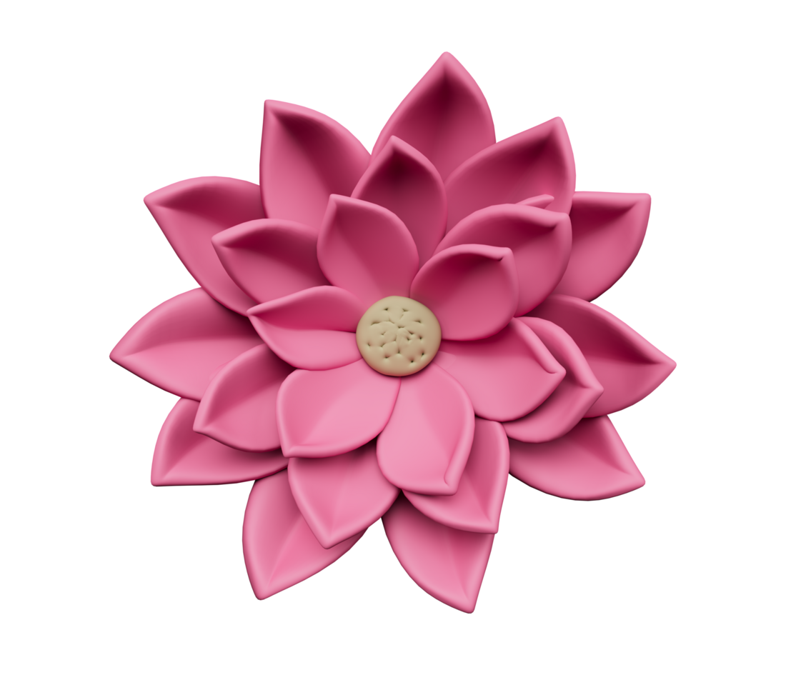 Ilustración 3d de flor de loto de color rosa floreciente png