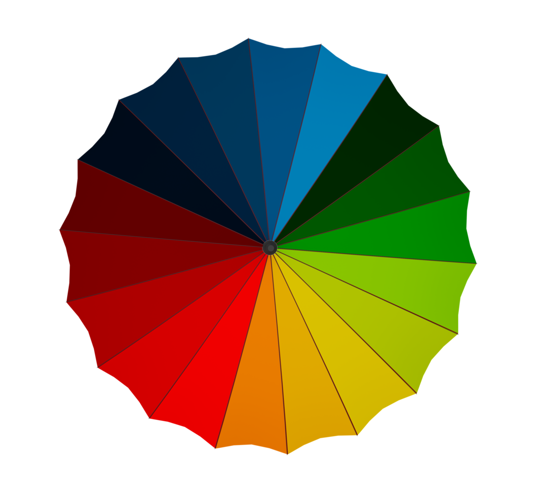 3d illustration Rainbow umbrella top view png