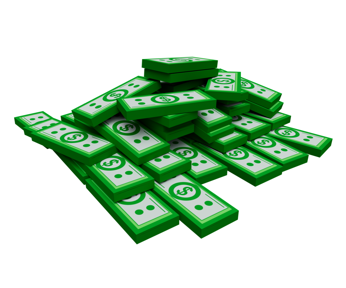 minimal 3d illustration of green stack of money png