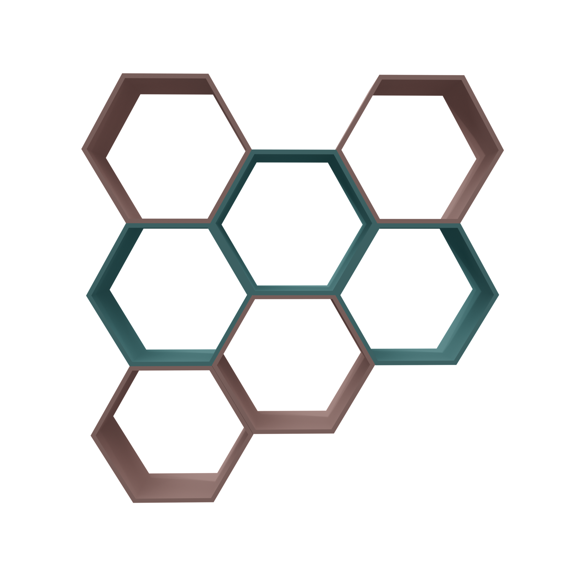 minimal 3d illustration of colorful Hexagon shelf 9585333 PNG
