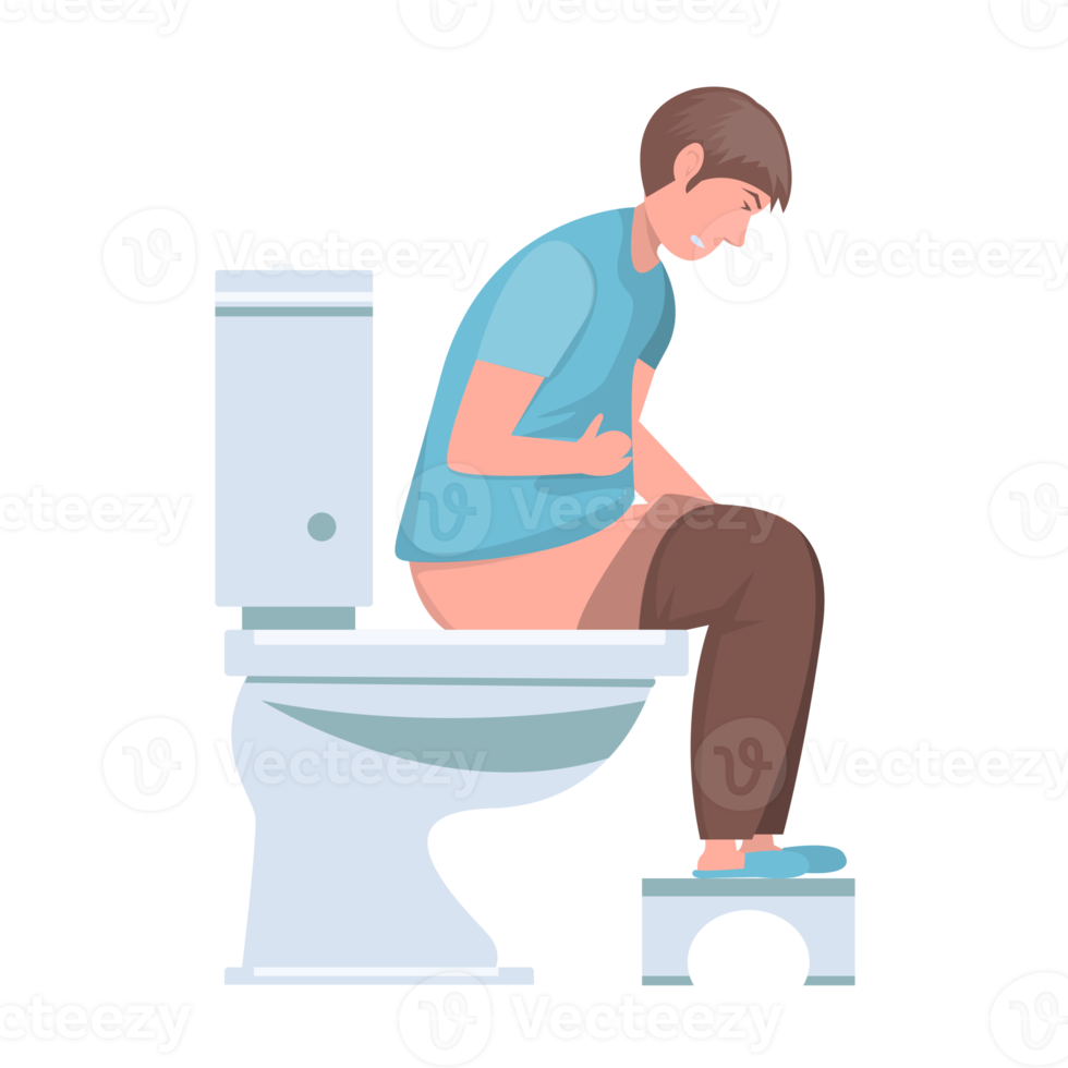 Kid boy sitting on toilet in bathroom png