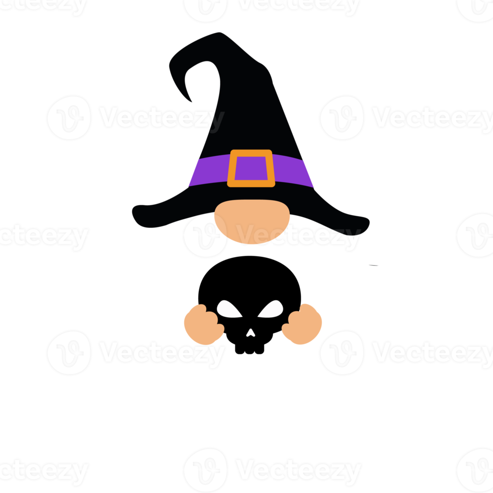 elemento de diseño de gnomos de cara linda de halloween png